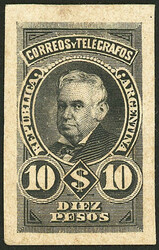 GJ.117, $19 Vicente López (unissued), PROOF printed on card, in black