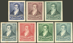 GJ.137, 7 PROOFS on glazed or opaque card, all in different colors