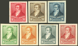 GJ.141, 7 PROOFS on glazed or opaque card, all in different colors