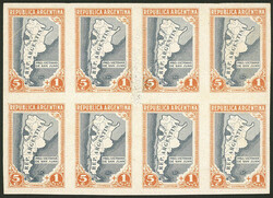 GJ.914, Map, block of 8, PROOF printed on paper with glazed front, in ...