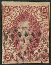 GJ.16, 5c. 1st printing, it could be imperforate, one large margin, ...