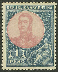 GJ.299a, 1908 1P. San Martín, variety WITHOUT WATERMARK, VF quality!