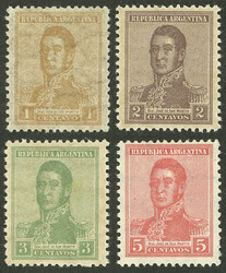 GJ.438/441, 1917 San Martín, with horizontal honeycomb watermark and ...