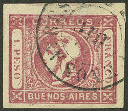 GJ.21A, 1P. rose carmine, beautiful example with 4 very wide margins, ...