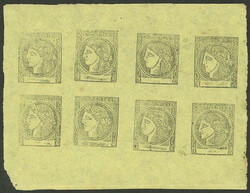 GJ.6, yellow, block with the 8 different types, excellent quality!