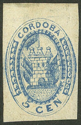 GJ.1, 5c. blue, beautiful stamp with top sheet margin and immense ...