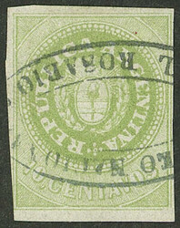 GJ.8, 10c. yellow-green, with double ellipse cancel of Rosario ...