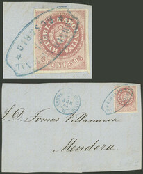 GJ.10, 10c. rose, very good example of wide margins franking a font ...