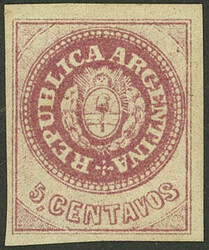 GJ.12, 5c. without accent, semi-worn plate, rose, mint, wide margins, ...