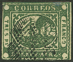 GJ.6A, Tres Pesos DARK GREEN, type 23 on the Kneitschel ...
