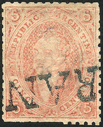 GJ.20j, 5c. 3rd printing, dull impression, light carminish dun-red, ...