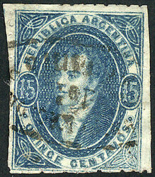 GJ.24, 15c. dull impression, with line watermark (right sheet margin) ...