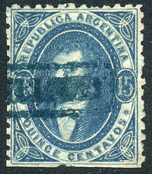 GJ.24, semi-clear impression, blue CERTIFICADA cancel in rectangle, ...