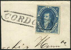 GJ.24, 15c. worn impression, fantastic example in blue on fragment ...