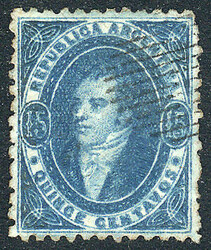 GJ.24, 15c. worn impression, with line watermark (right sheet margin) ...