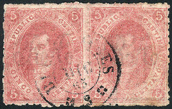 GJ.25, 4th printing, horizontal pair with color shading from rose (at ...