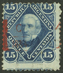 GJ.75, with variety: VERY SHIFTED overprint, excellent!