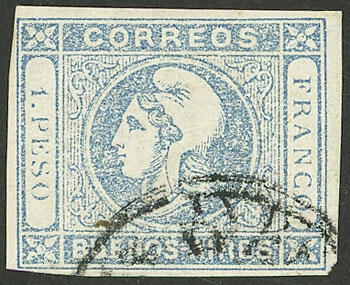 GJ.17A, 1 Peso milky blue, worn impression, used, VF