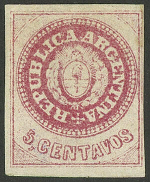 GJ.12, 5c. carmine-rose, without accent, semi-worn plate, mint ...