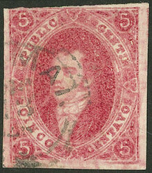 GJ.34, 5c. carmine-rose, 8th printing, TUCUMÁN datestamp with ...