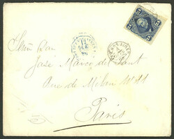 GJ.52, franking a cover sent from Buenos Aires to Paris on 12/OC/1886 ...