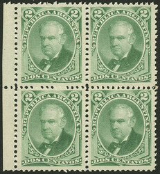 GJ.53, 2c. Vicente López, marginal block of 4, VF