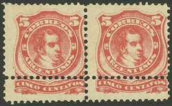 GJ.84, 5c. Rivadavia, pair with variety: Double horizontal ...