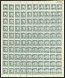 GJ.96, complete sheet of 100 stamps, 5 of them lightly hinged, the ...
