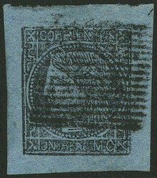 GJ.1, Un Real blue, type 4, with COMPLETE mute "square of 16 parallel ...