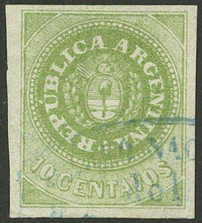 GJ.8b, 10c. green, with accent, variety: 8 Cut angles, with Rosario ...
