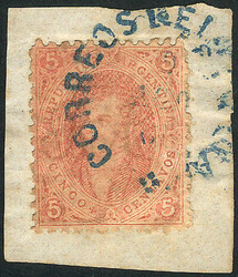 GJ.20, 5c 3rd printing, clear impression, on fragment, used in ...