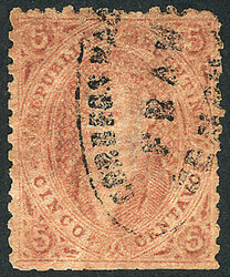GJ.20ij, 5c, 3rd printing, mulatto, vertically ribbed paper, very ...