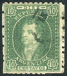 GJ.21, 10c. clear impression, line watermark (left sheet margin), ...