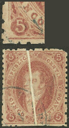 COMBINATION OF VARIETIES: GJ.19j, 1st or 2nd printing with LOWER LEFT ...