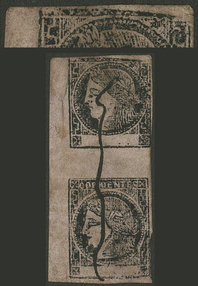 GJ.8b + 8, dull rose, vertical pair formed by types 4-8, the top ...