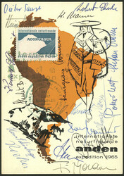 Expedition to Aconcagua (Andes) in 1965, postcard with special ...