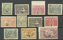 Yvert 154/5 + 156A + 157 + 159 + 164 + 166 + 167A + 168 + 170/1, the ...