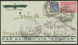 24/MAY/1930 Rio de Janeiro to Switzerland, cover flown via Zeppelin, ...