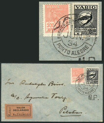 RARE POSTAGE: Cover with declared value (465,000Rs.) sent via VARIG ...