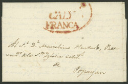 Entire letter sent to Popayán on 9/JUL/1842, with the red oval mark ...