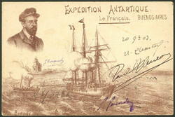 Postcard of the Antarctic expedition led by Charcot on his ship Le ...