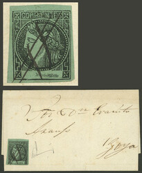GJ.5A, BOTTLE green, type 4, franking an entire letter sent from ...