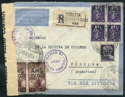 Registered airmail cover sent from Gorizia to Argentina on ...