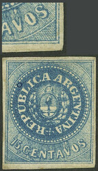 GJ.9, 15c. blue, with VARIETY: "Accent over the V of CENTAVOS", mint ...