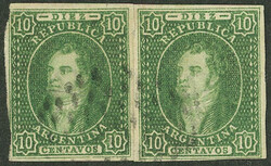 GJ.17, 10c. yellow-green imperforate, completely clear impression, ...