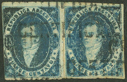 GJ.24A, 15c. SLATE BLUE, re-joined pair of very fine quality, with ...