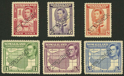 Sc.97 + 101 + 103/106, 1942 Animals and map, 6 values of the set ...