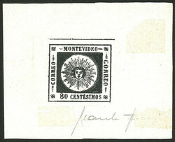 Yvert 8 (Sc.8), proof in black of the Sperati forgery, with signature ...