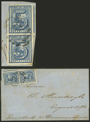 3/OC/1867 Montevideo to Buenos Aires, entire letter franked with pair ...