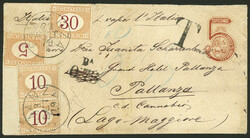 5c. Stationery envelope sent to Italy with due marking for ...